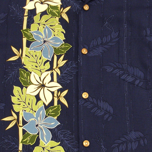 Paradise Found Men's Plumeria Panel Hawaiian Shirt
